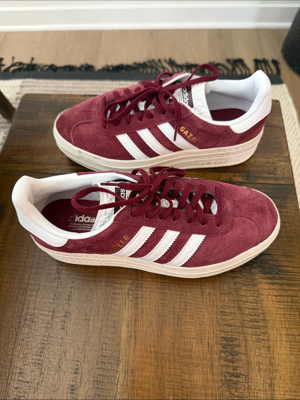 adidas Women’s Platform Sneakers - Burgundy & White - Picture 2 of 3
